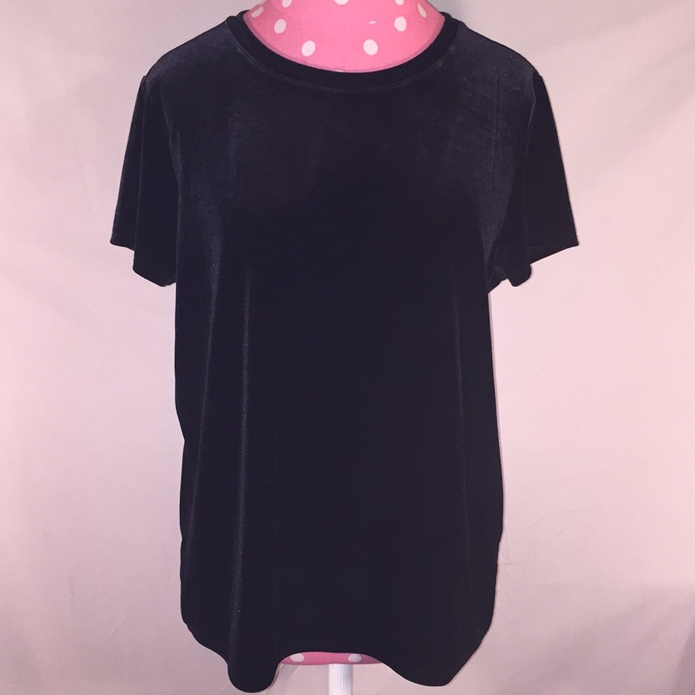 GAP Sz S Black velour short sleeve top